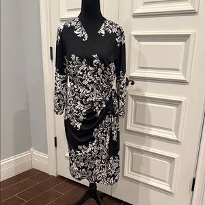 INC International Concepts Black and White Long Sleeve Dress